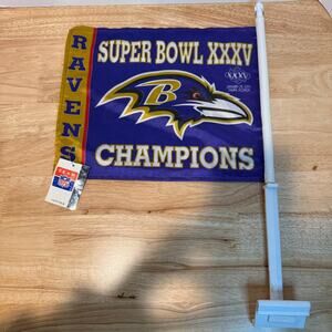 Baltimore Ravens 2001 Super Bowl Vintage Car Window Flag NFL NEW NWT